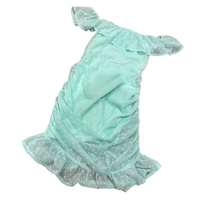 PARISIAN LIGHT BLUE POLKA DOT RUFFLE MINI DRESS